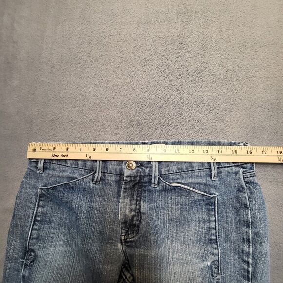 Old Navy Jeans Womens Size 10 Blue Lowest Rise Straight Distressed Denim Stretch - Picture 9 of 12